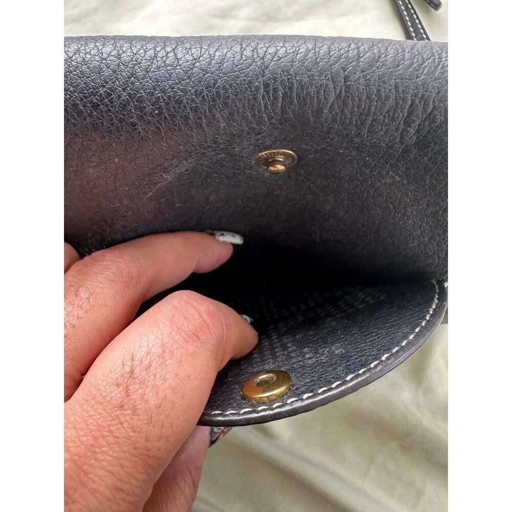 Tory Burch Perforated Logo Pebbled Leather Fold Over Magnetic Snap Crossbody
